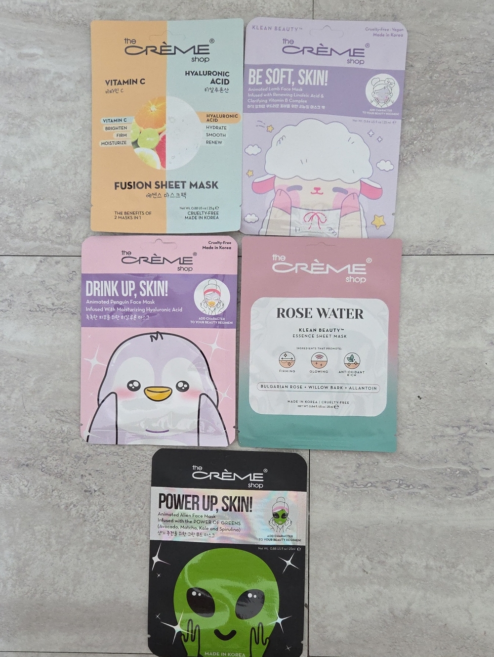 The Crème Shop Variety Face Masks Set Of 5